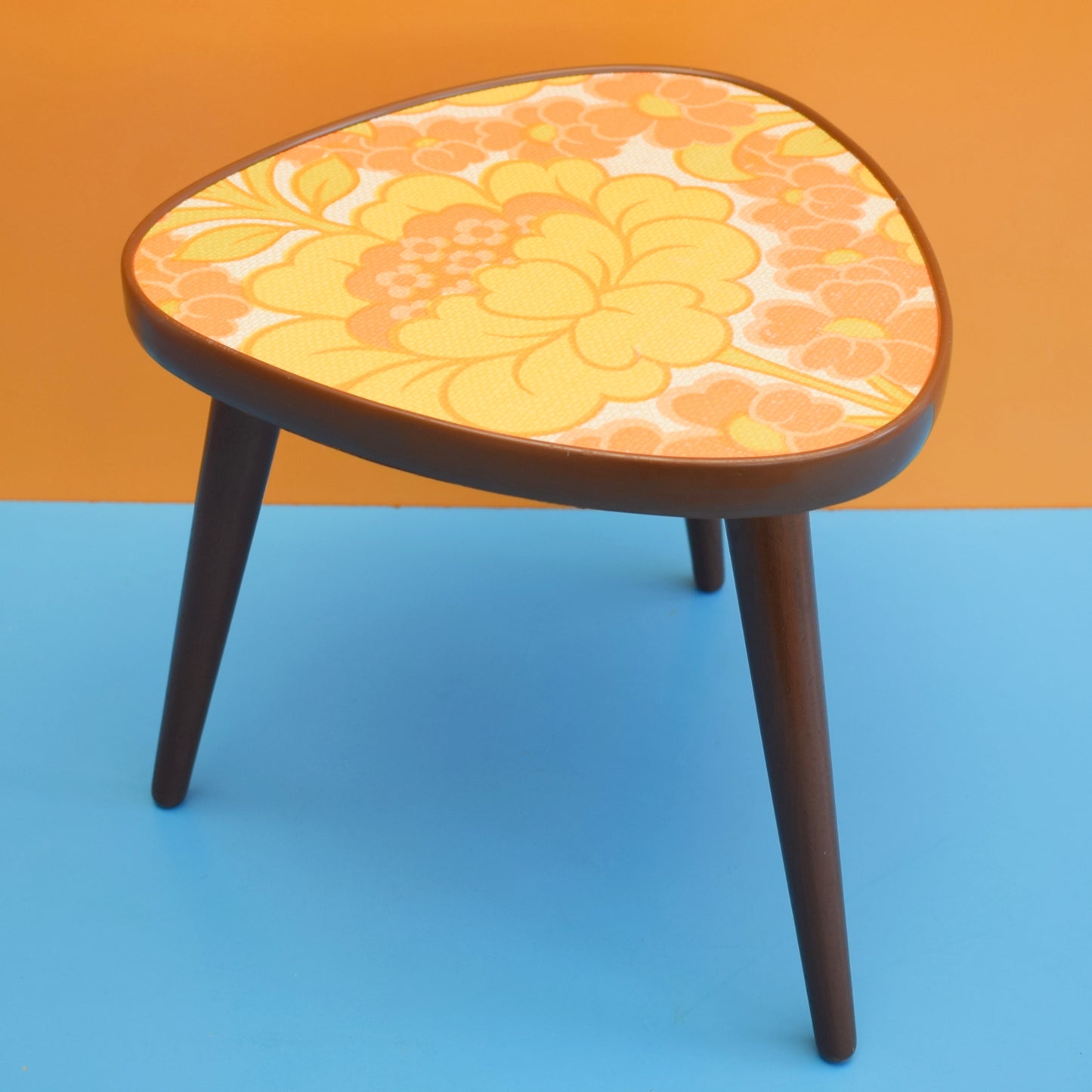 Vintage 1960s Small Table - Flower Power - Orange