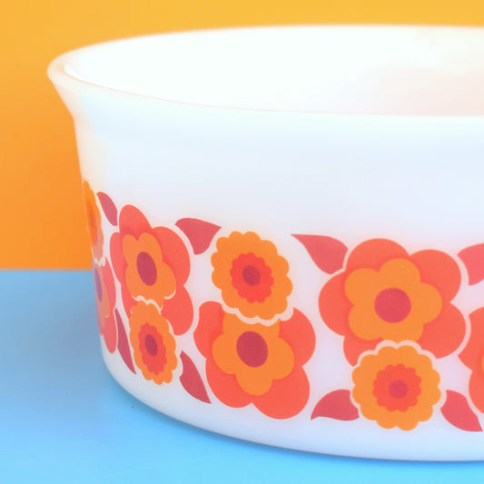 Vintage 1960s Large Bowl - Arcopal - Orange Flower Power