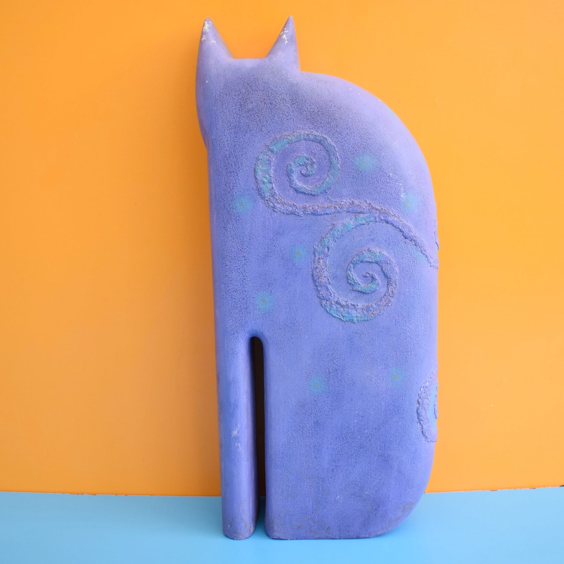 Vintage 1990s Painted Cat Figure - Laurel Burch by Vintage