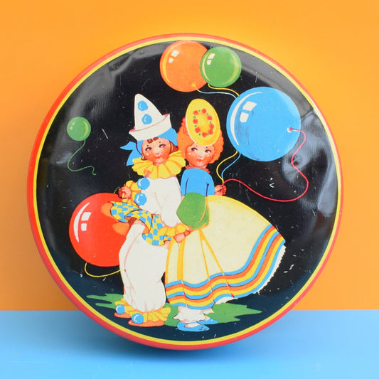 Vintage 1960s Clown Toffee Tin by Pineapple Retro