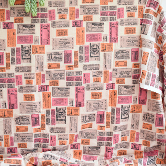 Vintage Fabric - American Bus Ticket Design by Vintage