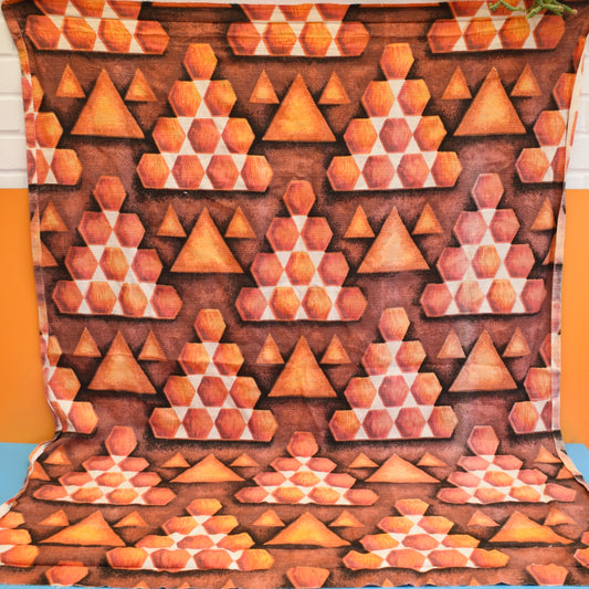 Vintage 1960s Barkcloth Fabric - Rust/ Brown by Vintage