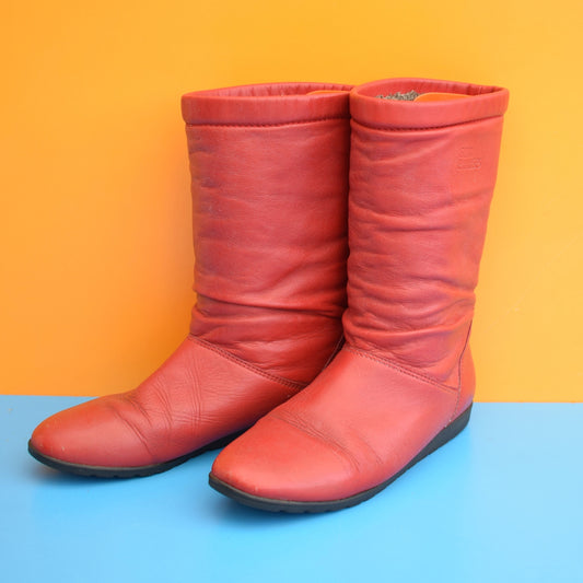 Vintage 1980s Leather Ecco Boots - Red - Sz 7 by Vintage