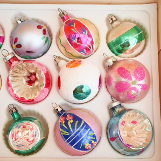 Vintage 1960s Glass Christmas Baubles - Lovely
