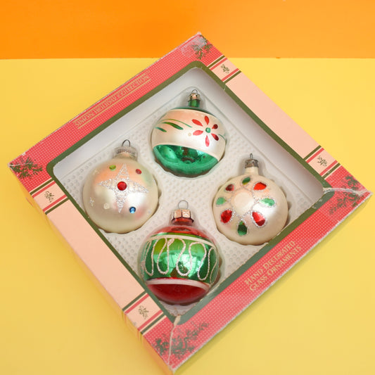 Vintage 1970s Glass Christmas Baubles - x4
