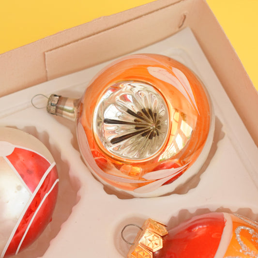 Vintage 1970s Glass Christmas Baubles - x6