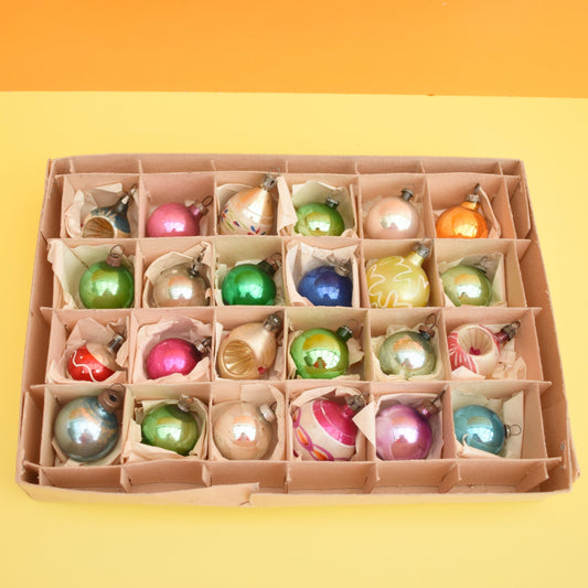 Vintage 1950s Tiny Glass Christmas Baubles 24