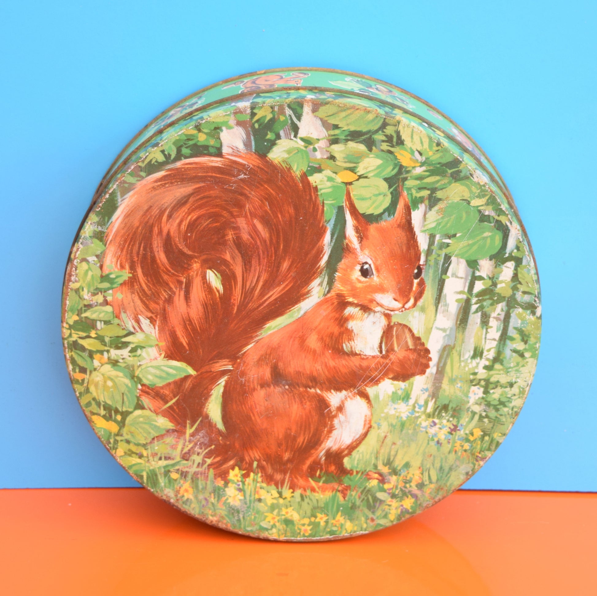Vintage 1950s Metal Peek Frean & Co Biscuit Tin - Squirrel Design