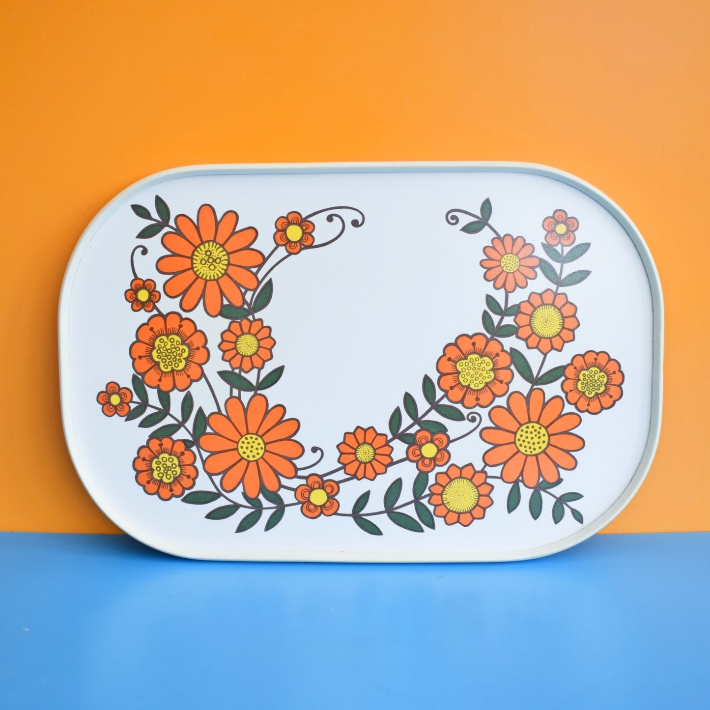 Vintage 1960s Tray - Flower Power - Orange Marigolds by Vintage