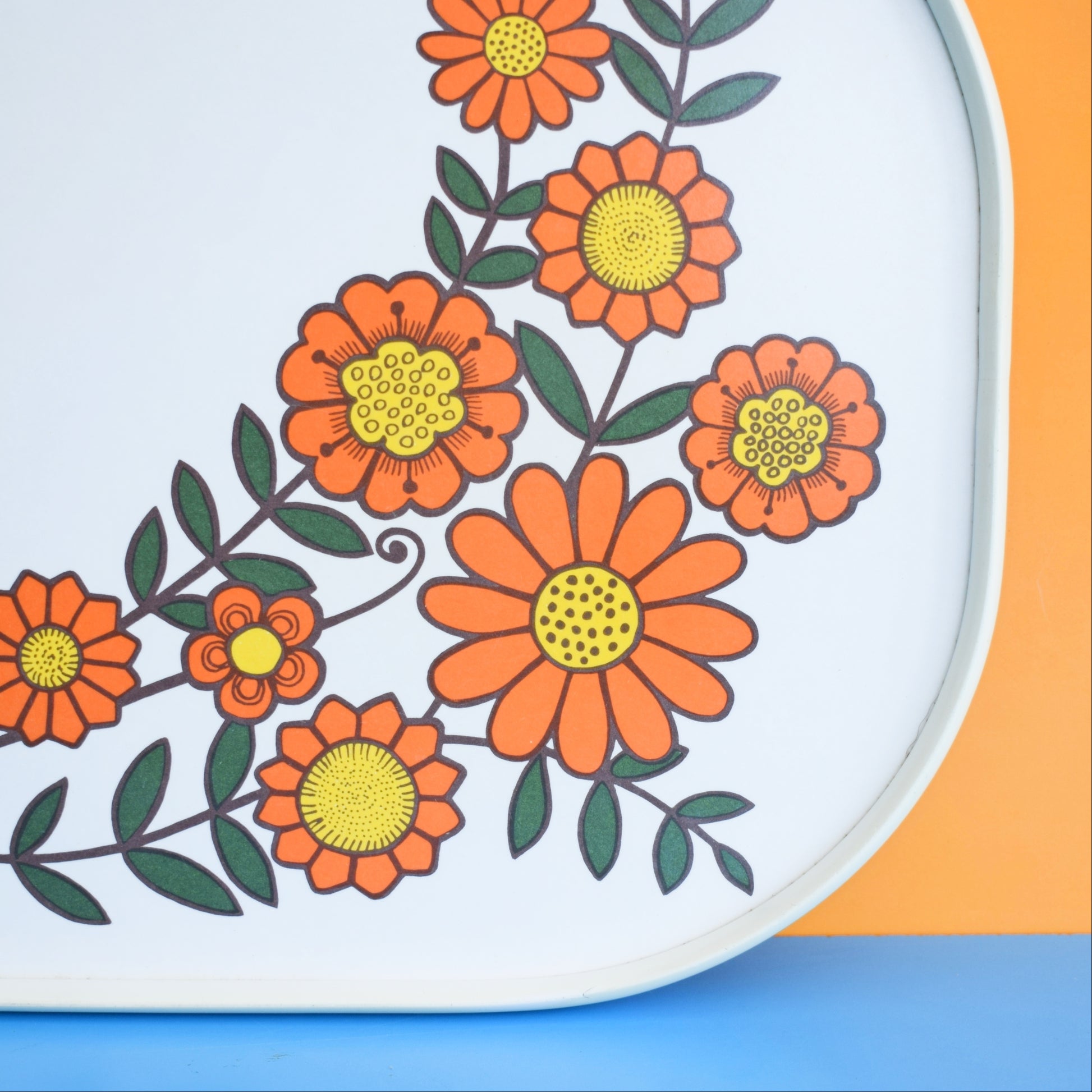 Vintage 1960s Tray - Flower Power - Orange Marigolds by Vintage