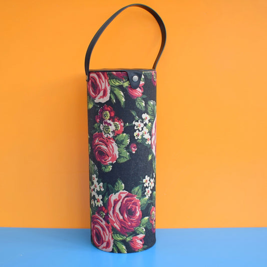Vintage 1960s Knitting Tube Bag - Roses - Pink