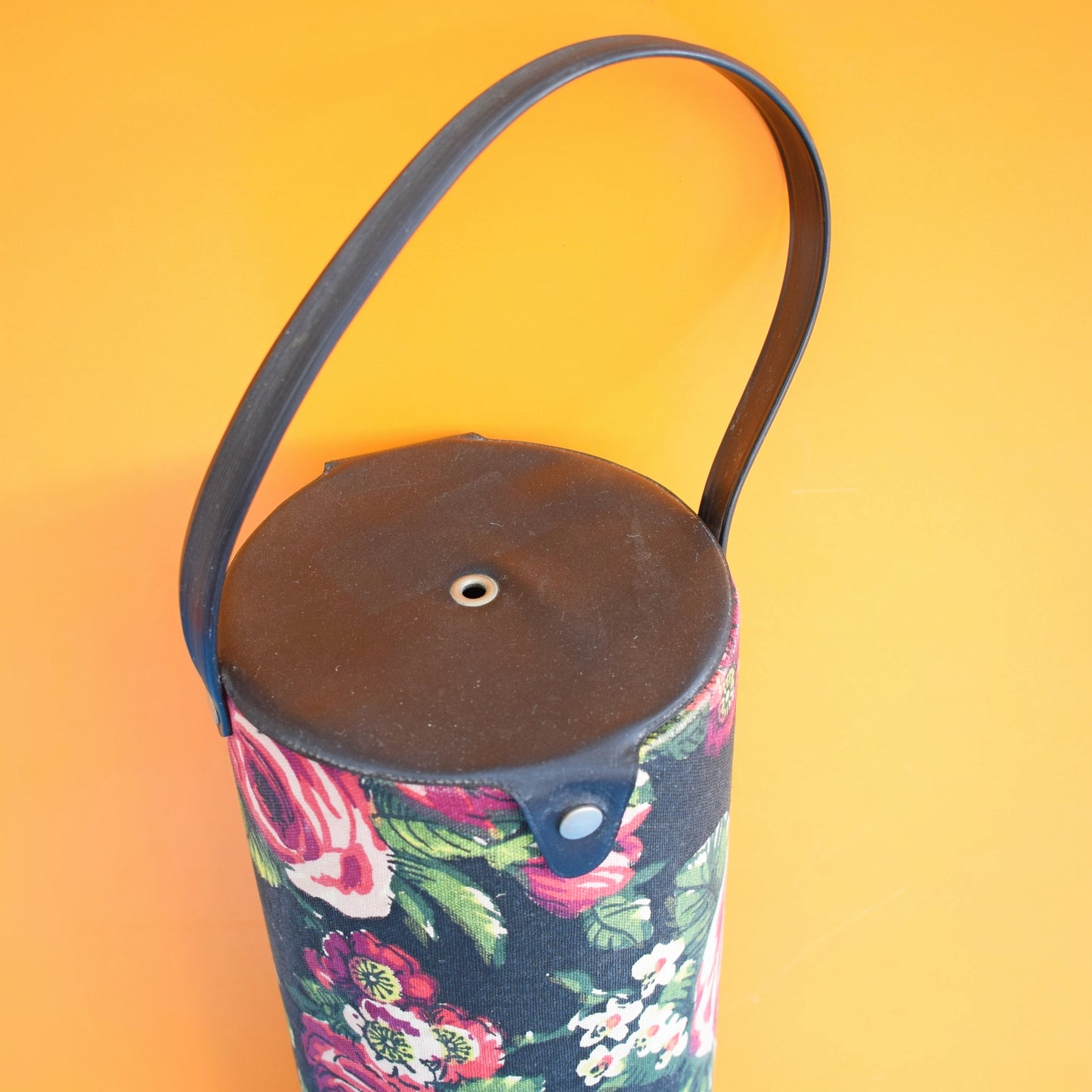 Vintage 1960s Knitting Tube Bag - Roses - Pink
