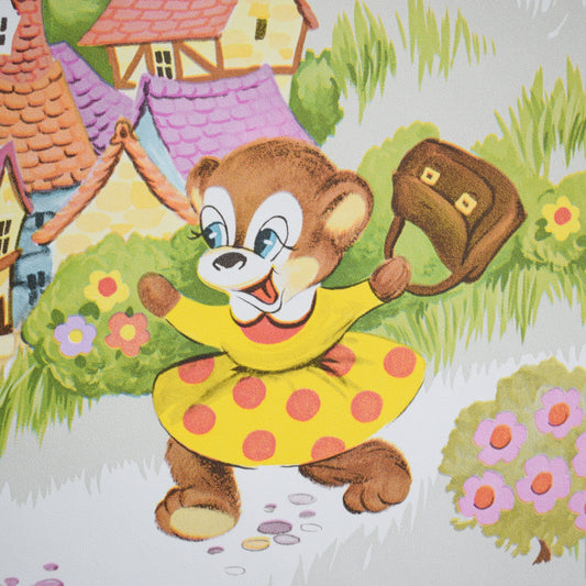 Vintage 1960s Kids Wallpaper - Happy Bears