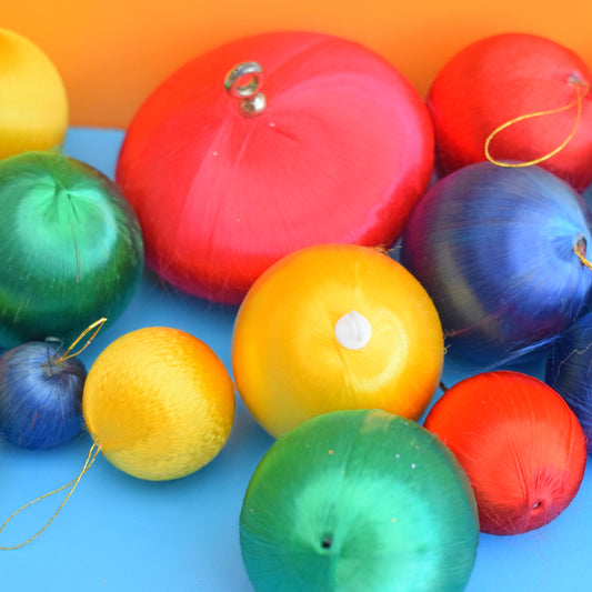 Vintage 1970s Satin Christmas Baubles .