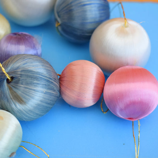 Vintage 1970s Satin Christmas Baubles- Pastels