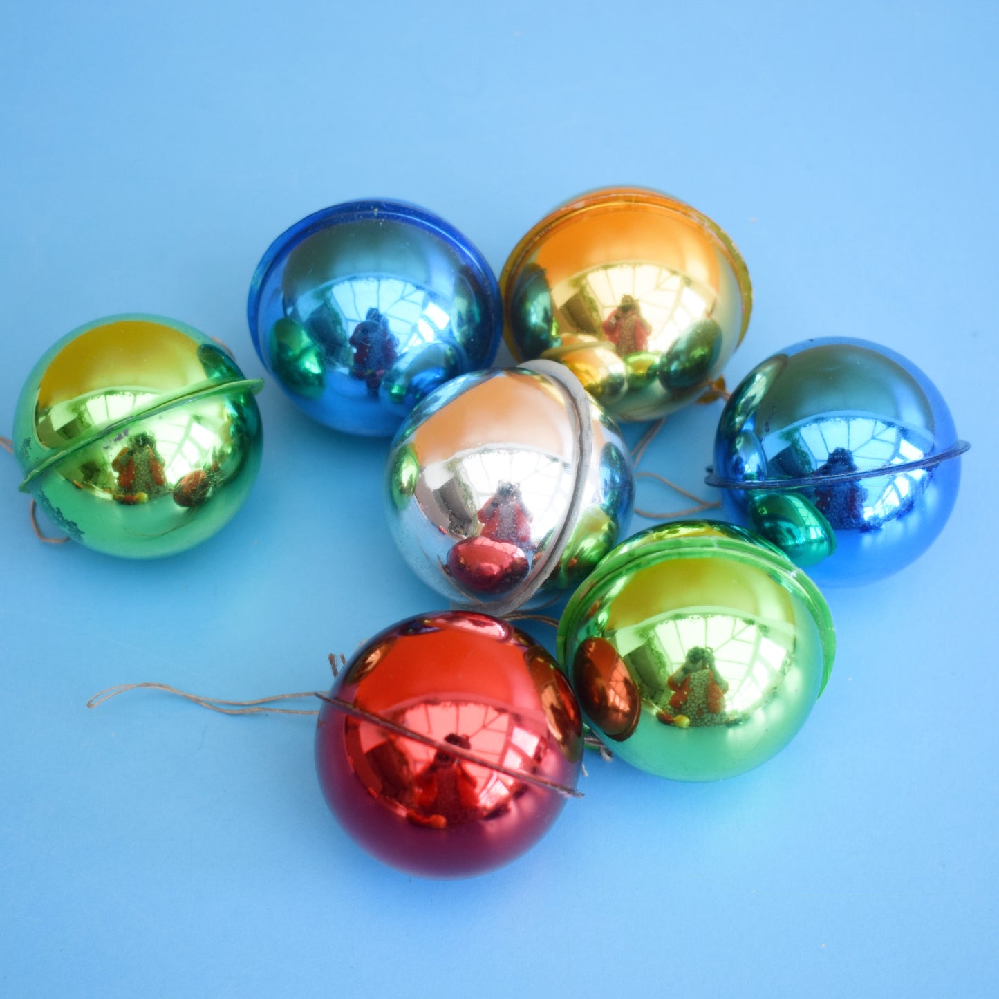 Vintage 1970s Thin Plastic Christmas Baubles x11