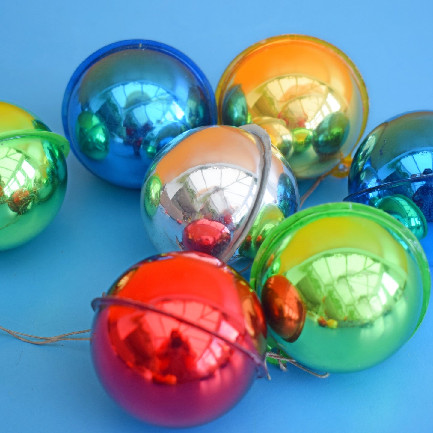 Vintage 1970s Thin Plastic Christmas Baubles x11