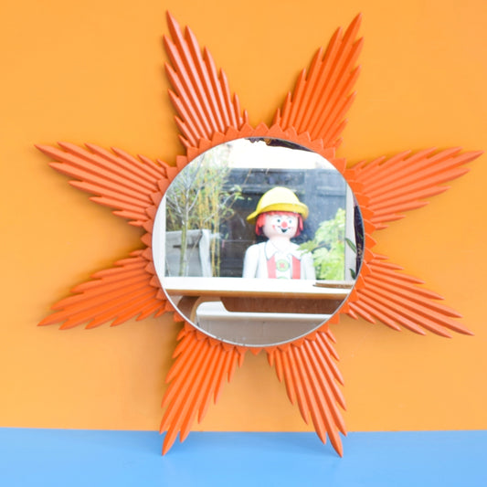 Vintage 1960s Sunburst Mirror - Orange