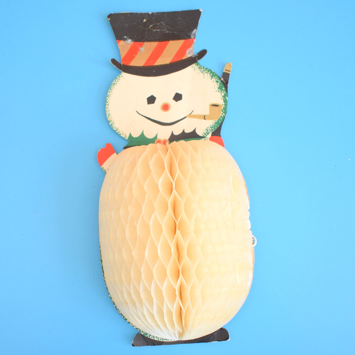 Vintage 1950s Honeycomb Paper Decorations - Snowman / Choir Boy