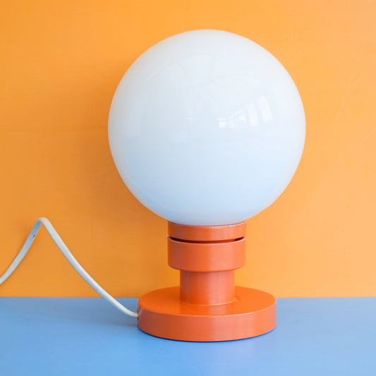 Vintage 1960s Glass Ball Lamp - Orange / White by Pineapple Retro