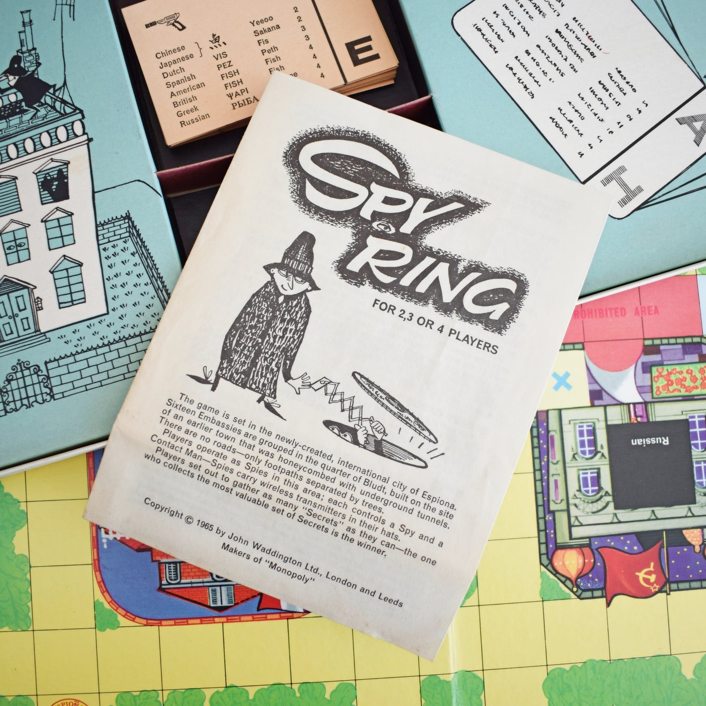 Vintage 1960s Board Game - Spyring - Waddingtons - Complete