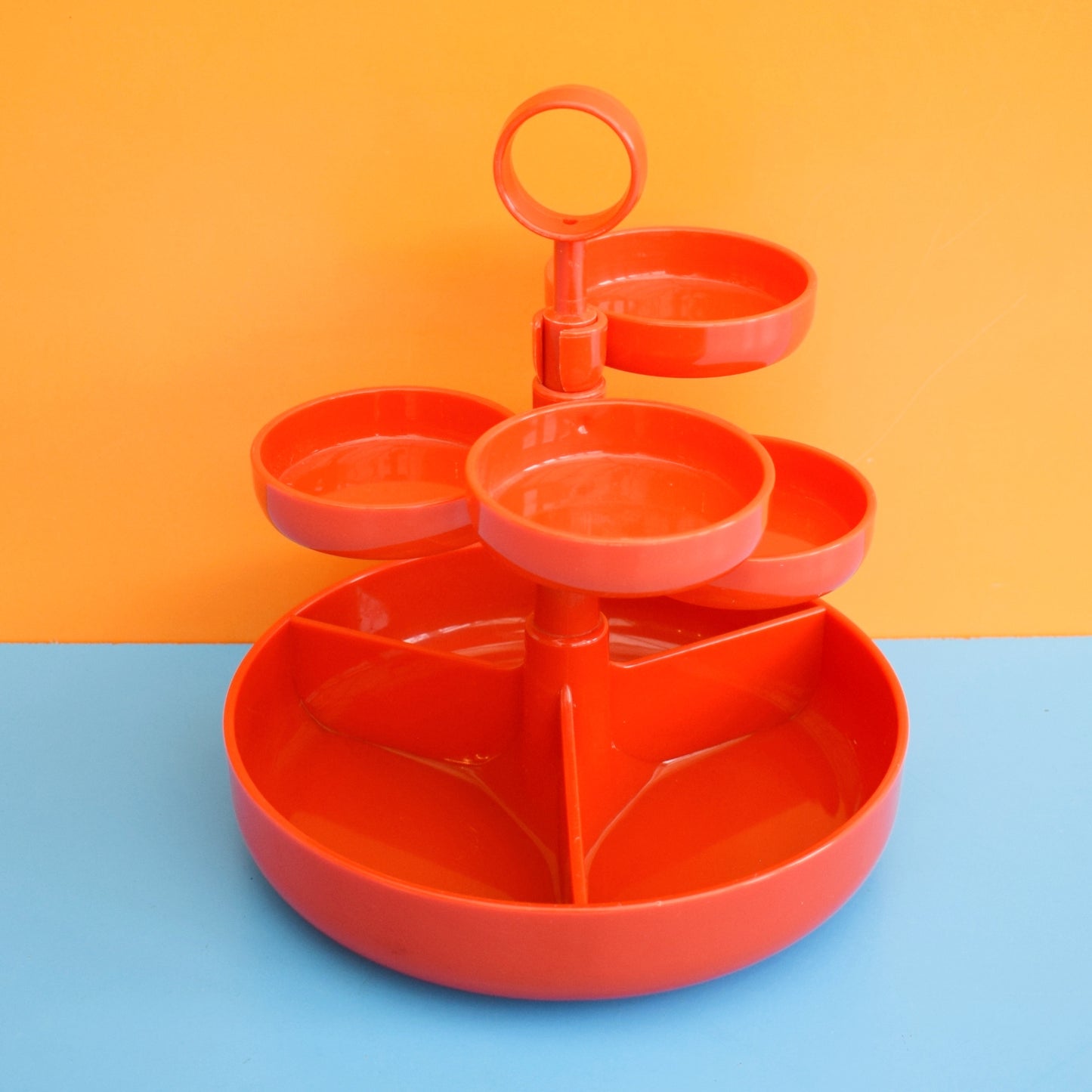 Vintage 1970s Plastic Party Snack Set - Orange