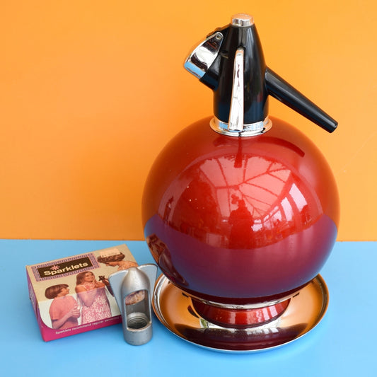 Vintage 1960s Globe Soda Syphon & Key- Red by Vintage