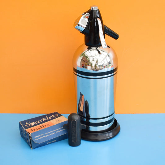 Vintage 1950s Soda Syphon, Bulbs & Key - Chrome / Black by Vintage