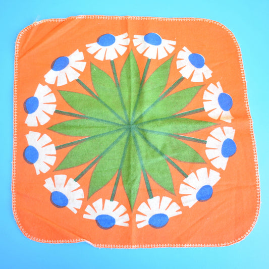 Vintage 1960s Duster Cloth - Flower Power - Orange