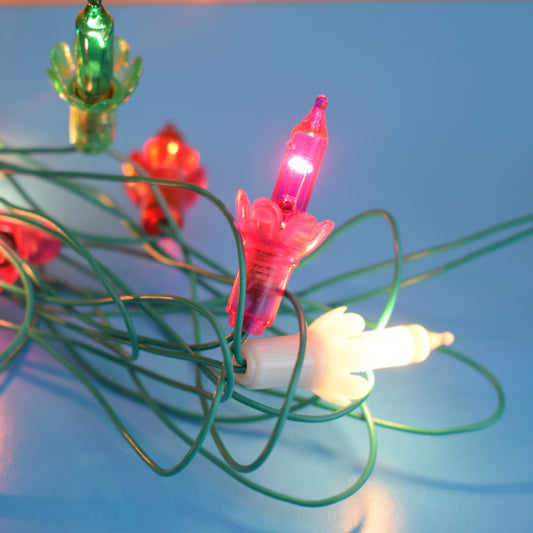 Vintage 1960s Christmas Lights- Tiny Flowers