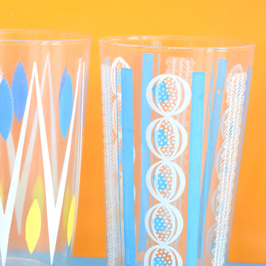 Vintage 1950s Atomic Drinking Glasses x4 - Blue by Vintage