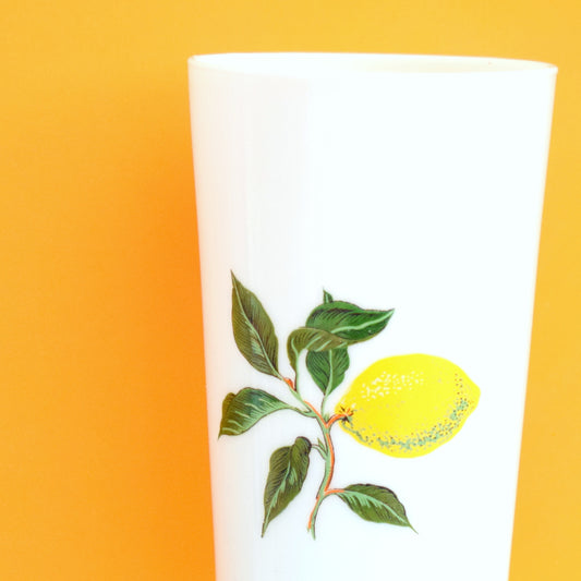 Vintage 1950s Fruit Print Drinking Glasses x6 - White by Vintage