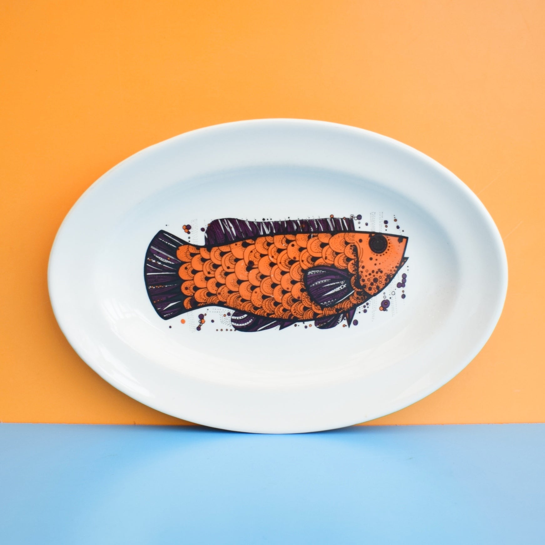 Vintage 1970s Fish Plate Aquarius Design - Orange by Pineapple Retro