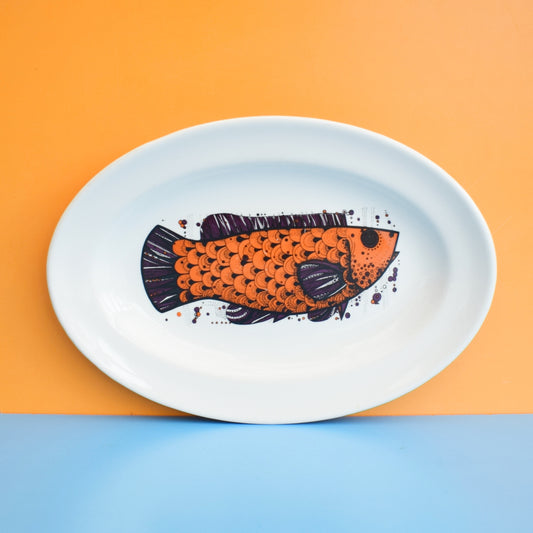 Vintage 1970s Fish Plate Aquarius Design - Orange by Pineapple Retro