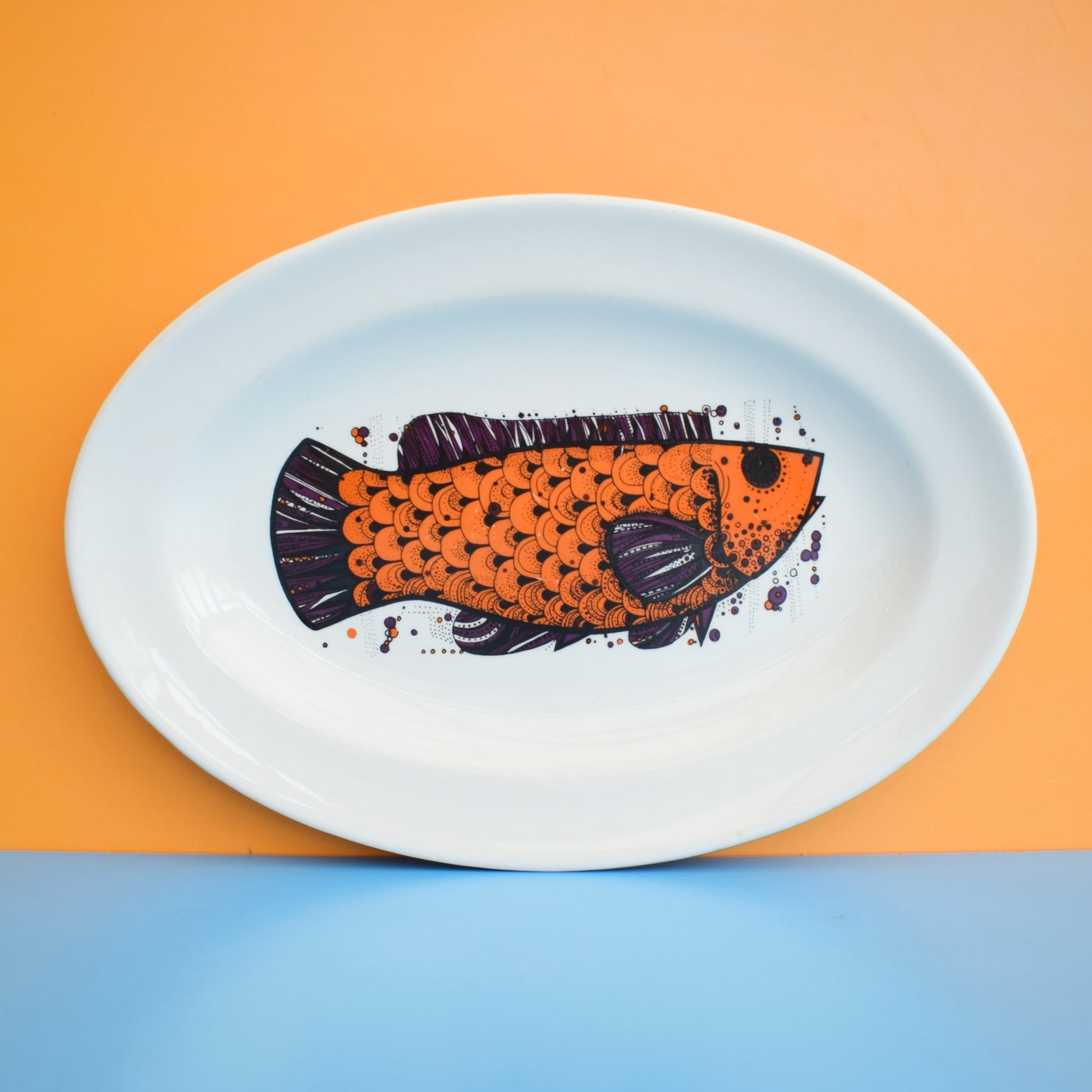 Vintage 1970s Fish Plate Aquarius Design - Orange by Pineapple Retro