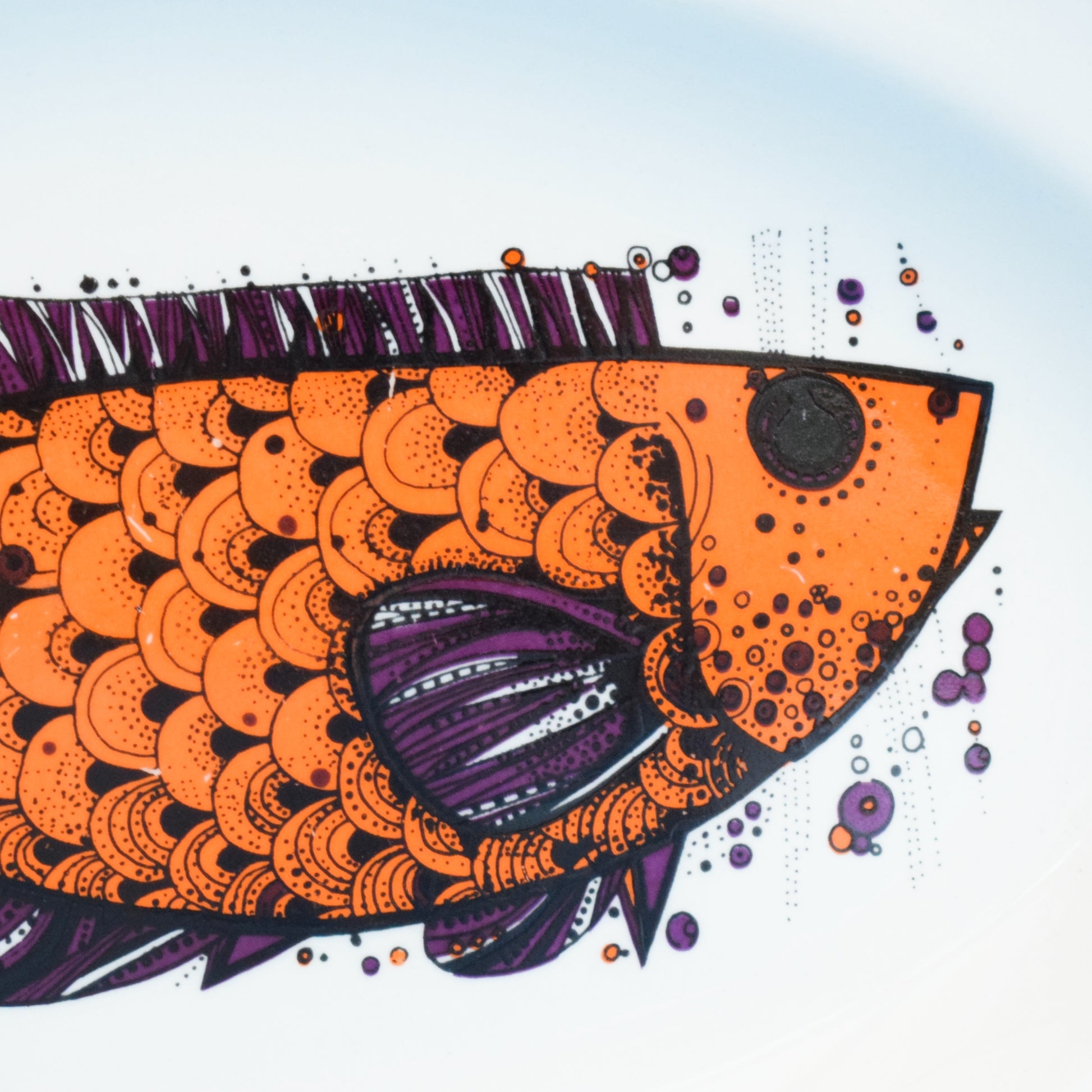 Vintage 1970s Fish Plate Aquarius Design - Orange by Pineapple Retro