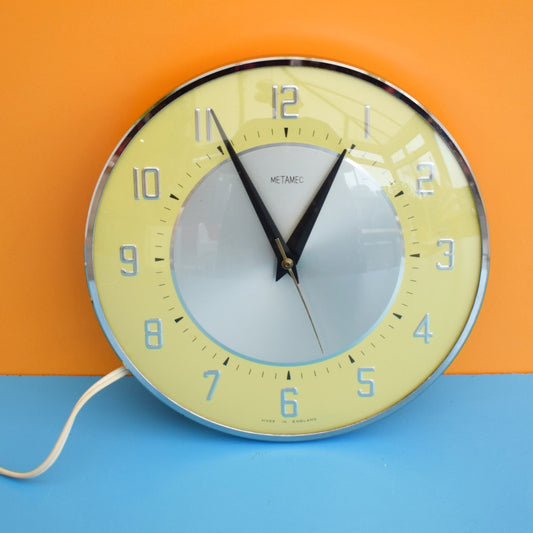 Vintage 1960s Metamec Electric Clock - Yellow by Vintage