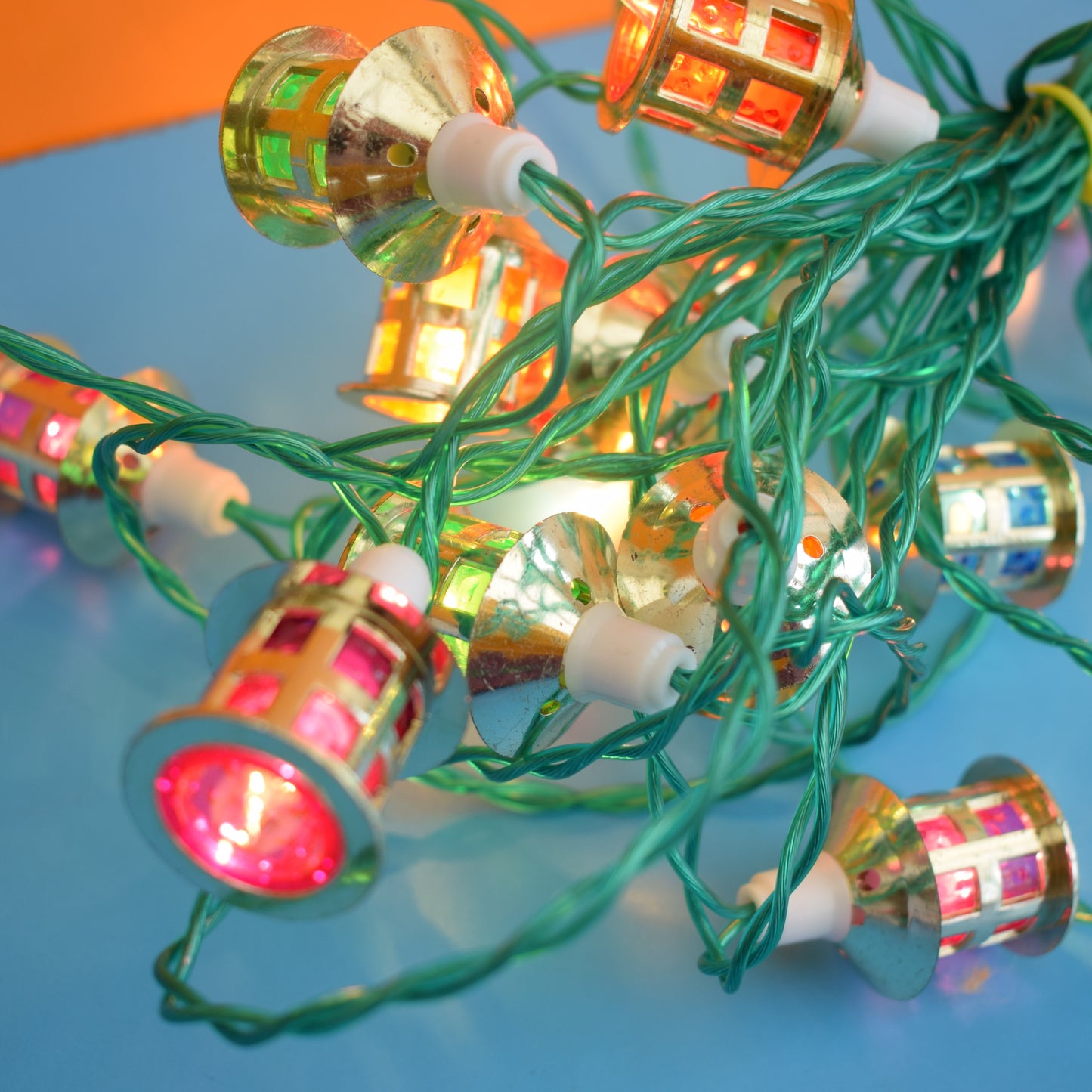 Vintage 1970s Christmas Lights- Mini Lanterns