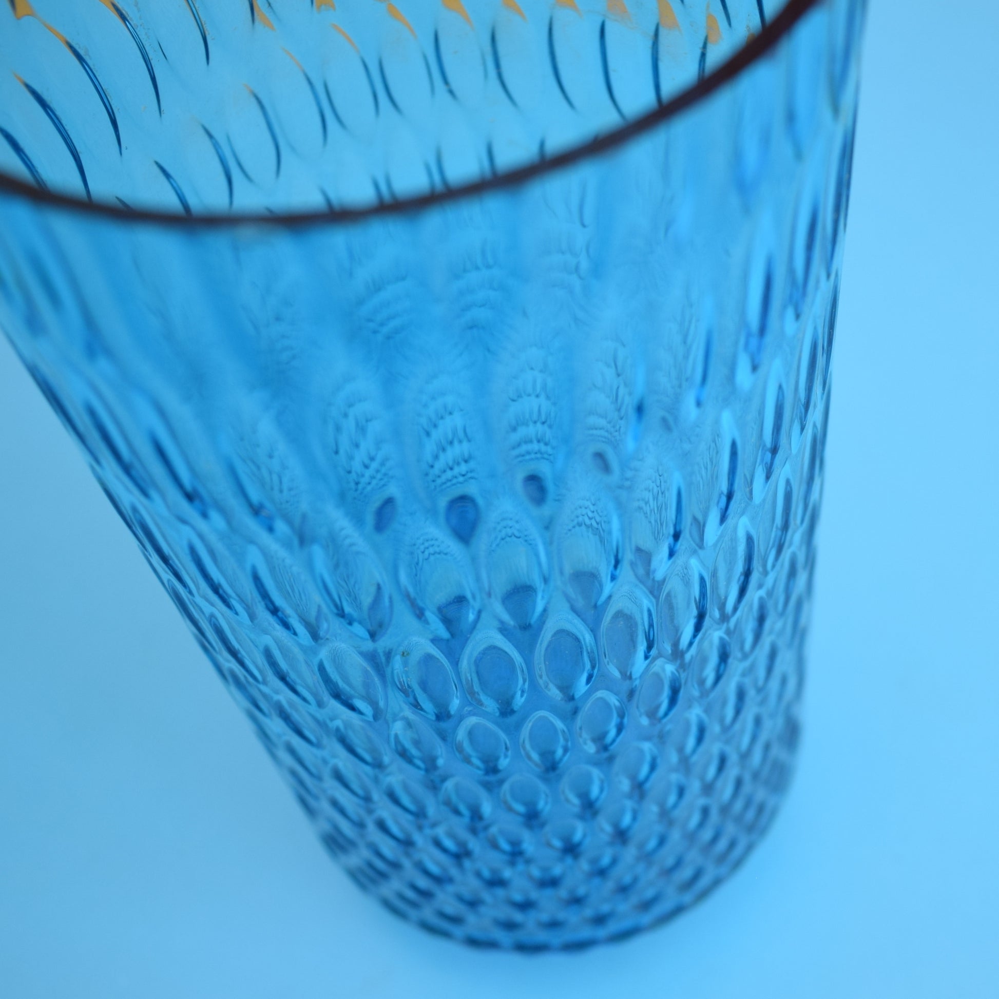Vintage 1960s Optical Glass Vase - Blue by Vintage