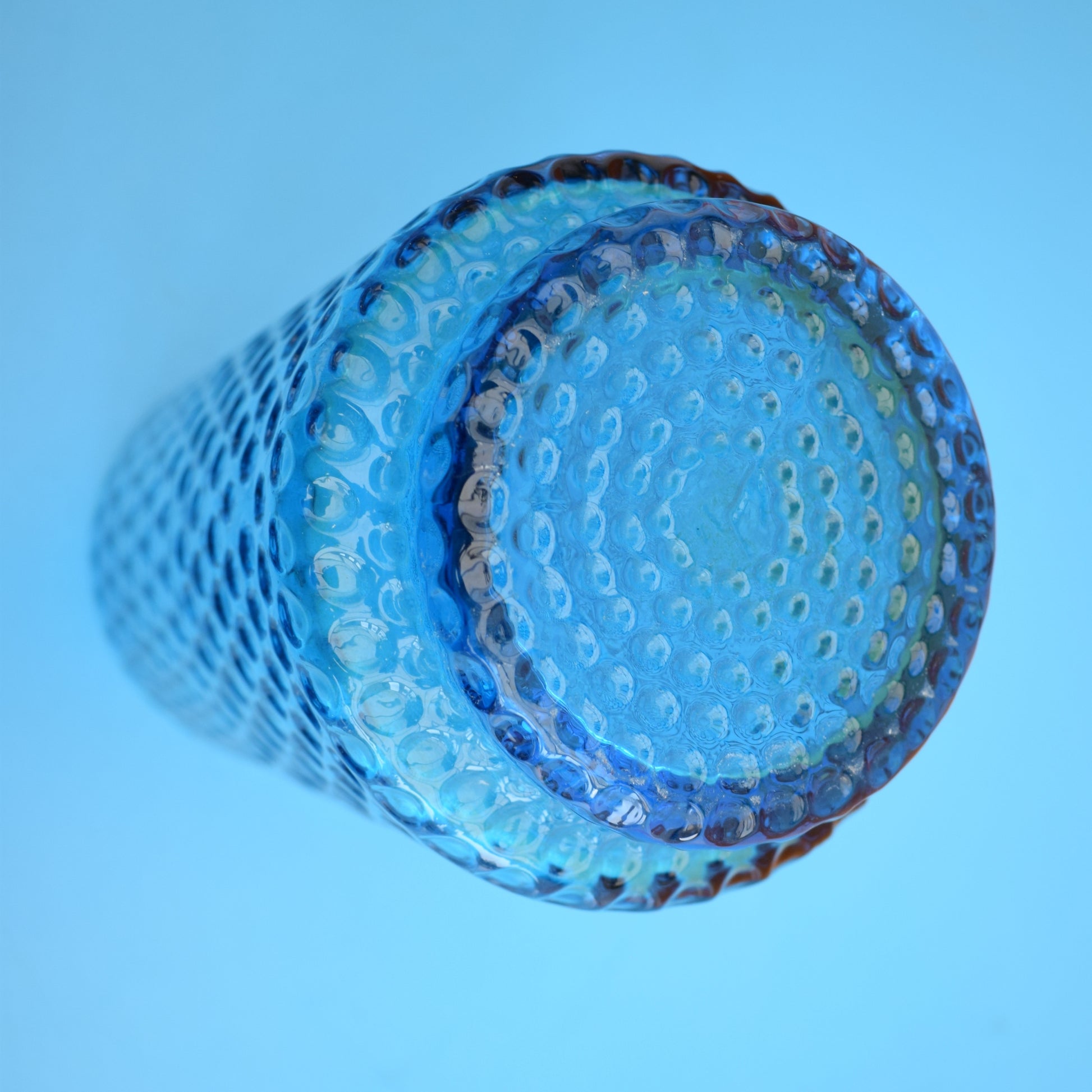 Vintage 1960s Optical Glass Vase - Blue by Vintage