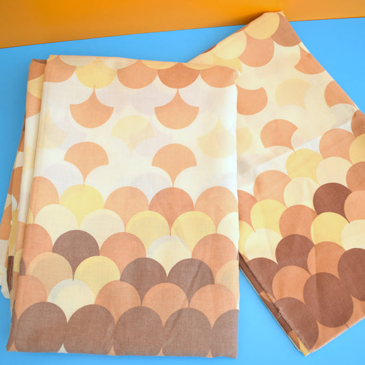 Vintage 1960s Single Duvet Cover / Pillowcase- Geometric - Brown by Vintage