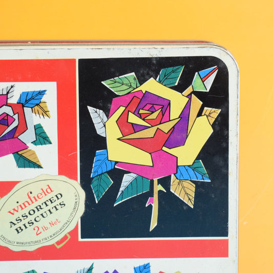 Vintage 1960s Winfield Metal Biscuit Tin - Roses by Vintage