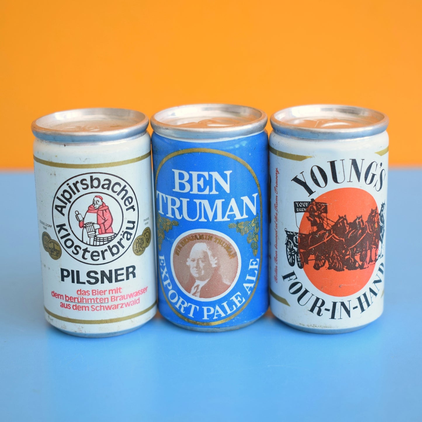 Vintage 1970s Miniature Drinks Cans- Display by Pineapple Retro