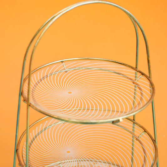 Vintage 1960s chance Glass Triple Cake Stand by Vintage