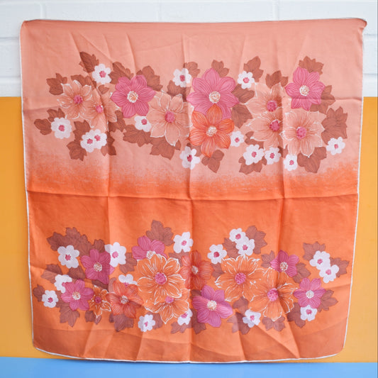 Vintage 1960s Square Scarves - Orange Flower by Vintage