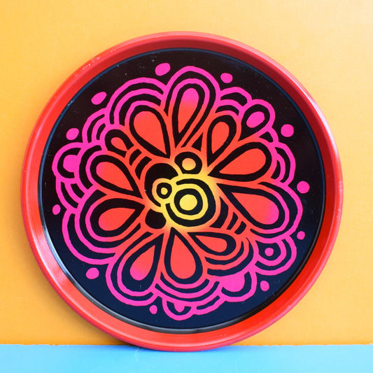 Vintage 1970s Metal Coasters x6 - Pink/ Black by Pineapple Retro