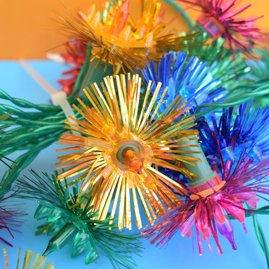 Vintage 1970s Christmas Lights- Tinsel Flowers