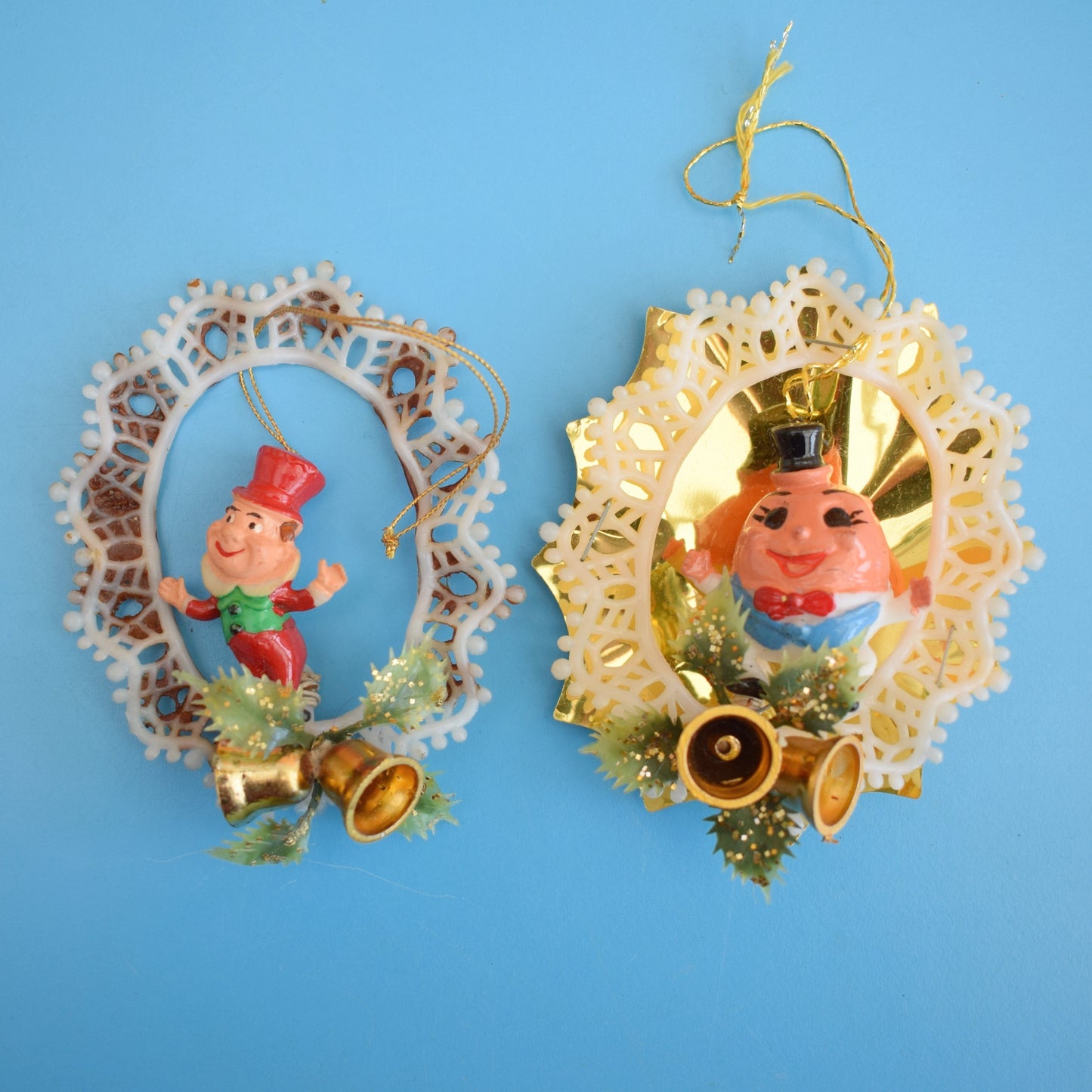 Vintage 1970s Kitsch Christmas Decs- Dwarf / Foils