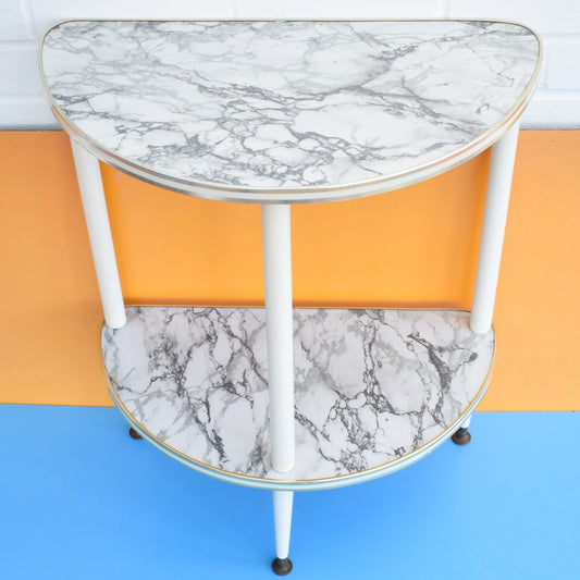 Vintage 1960s Half Moon Table - Grey Marble by Vintage