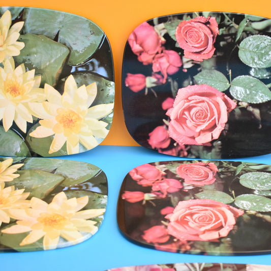 Vintage 1960s Worcester Ware Placemat Set - Flowers by Pineapple Retro